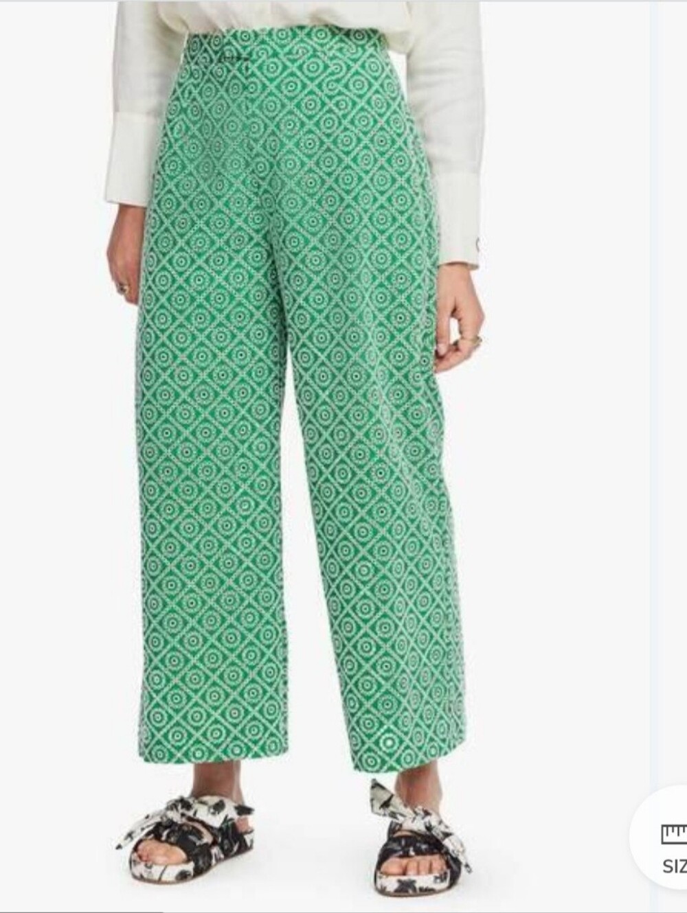 Scotch & Soda Green Geometric Eyelet Wide-Leg Pants Womans XL